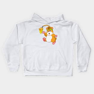 Hamster at Eating with Pizza Kids Hoodie